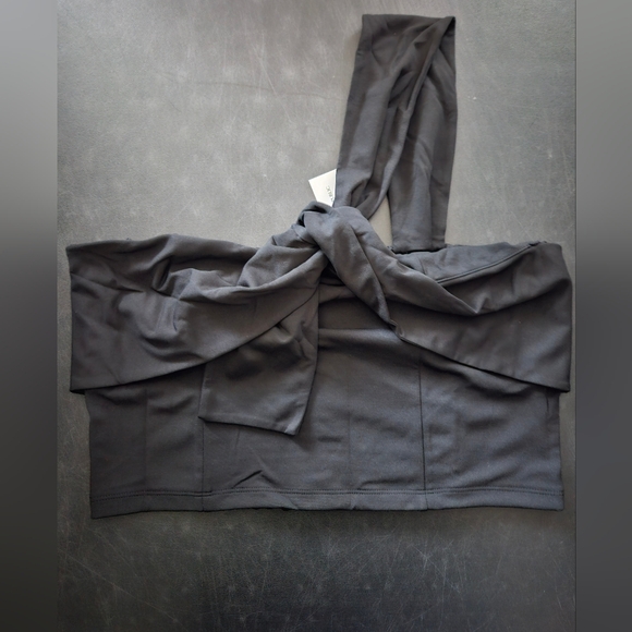 NWT - Banana Republic Black One-Shoulder Cropped Bustier - Size L - Picture 2 of 9